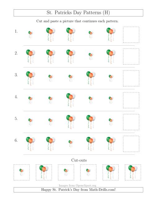 The St. Patrick's Day Picture Patterns with Size Attribute Only (H) Math Worksheet