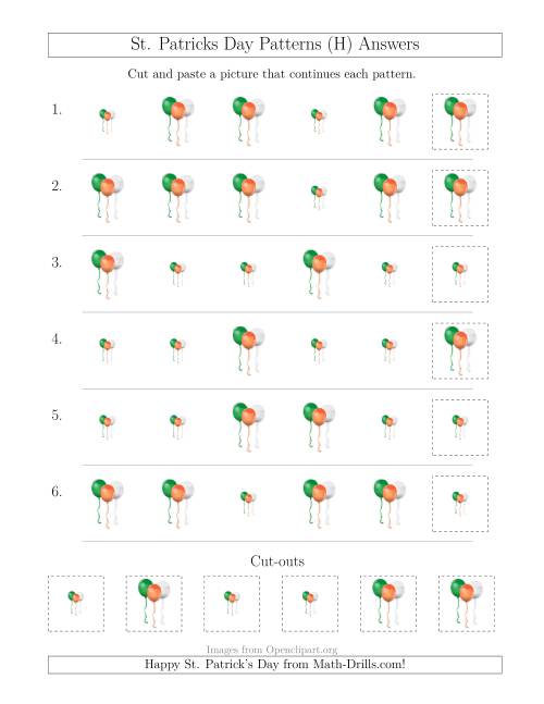 The St. Patrick's Day Picture Patterns with Size Attribute Only (H) Math Worksheet Page 2