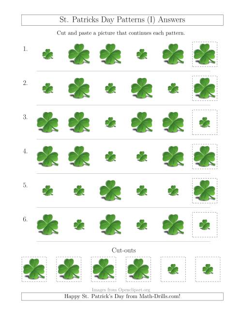 The St. Patrick's Day Picture Patterns with Size Attribute Only (I) Math Worksheet Page 2