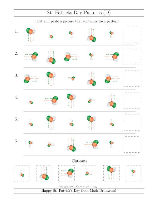 The St. Patrick's Day Picture Patterns with Size and Rotation Attributes (D) Math Worksheet