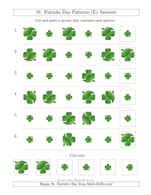The St. Patrick's Day Picture Patterns with Size and Rotation Attributes (E) Math Worksheet Page 2