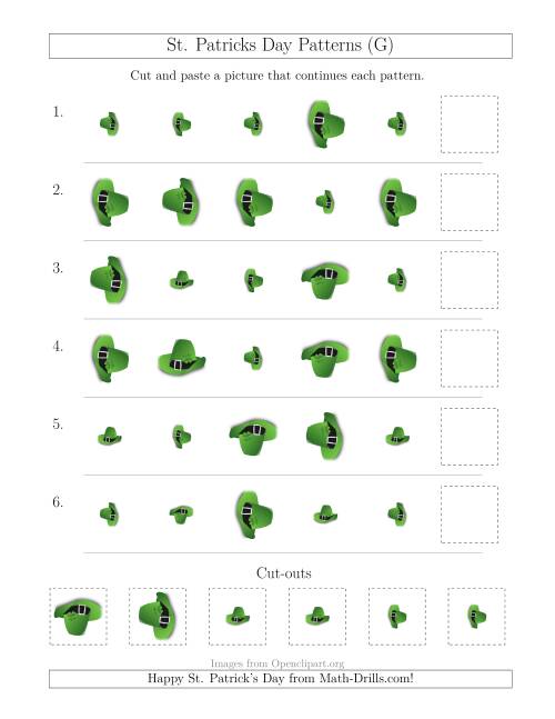 The St. Patrick's Day Picture Patterns with Size and Rotation Attributes (G) Math Worksheet