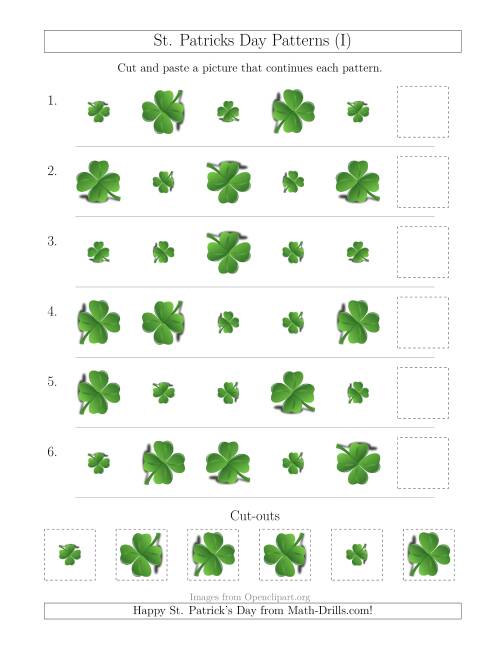 The St. Patrick's Day Picture Patterns with Size and Rotation Attributes (I) Math Worksheet
