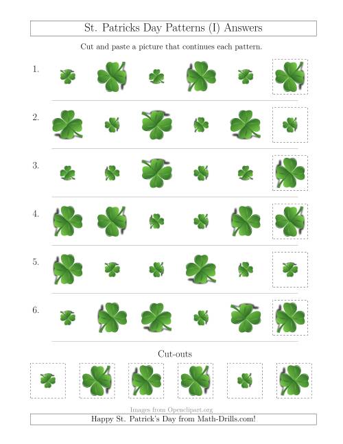 The St. Patrick's Day Picture Patterns with Size and Rotation Attributes (I) Math Worksheet Page 2