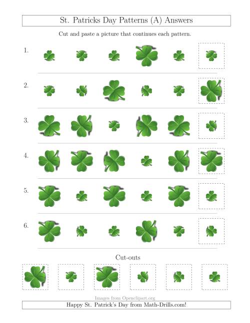 The St. Patrick's Day Picture Patterns with Size and Rotation Attributes (All) Math Worksheet Page 2