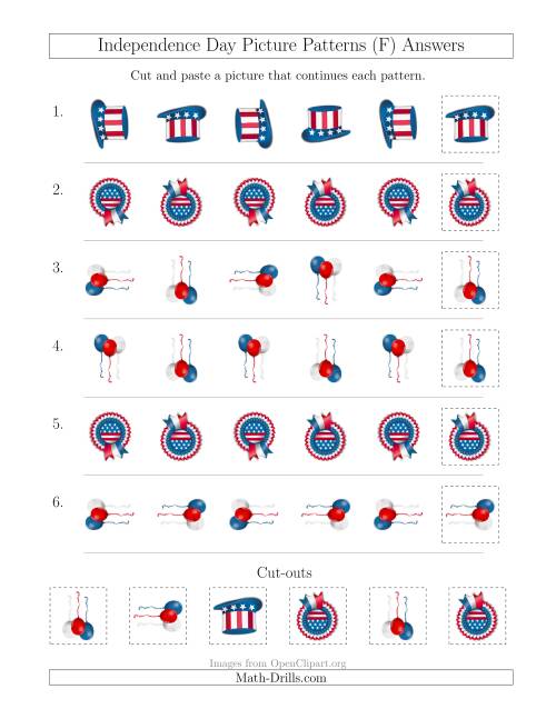 The Independence Day Picture Patterns with Rotation Attribute Only (F) Math Worksheet Page 2