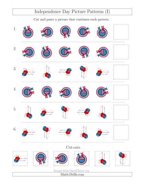 The Independence Day Picture Patterns with Rotation Attribute Only (I) Math Worksheet