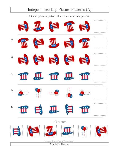 The Independence Day Picture Patterns with Rotation Attribute Only (All) Math Worksheet