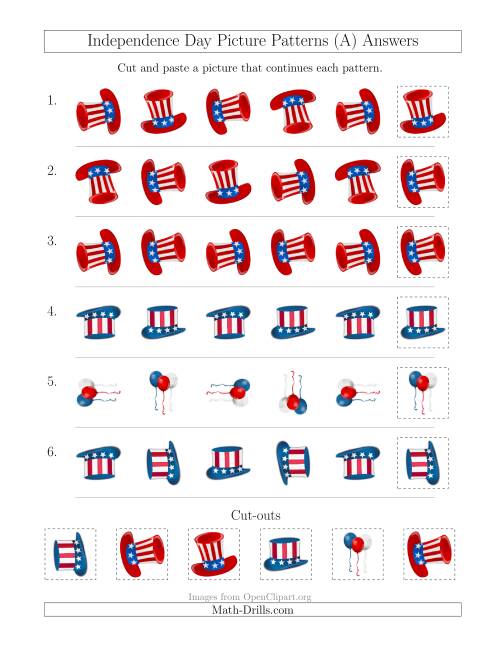 The Independence Day Picture Patterns with Rotation Attribute Only (All) Math Worksheet Page 2