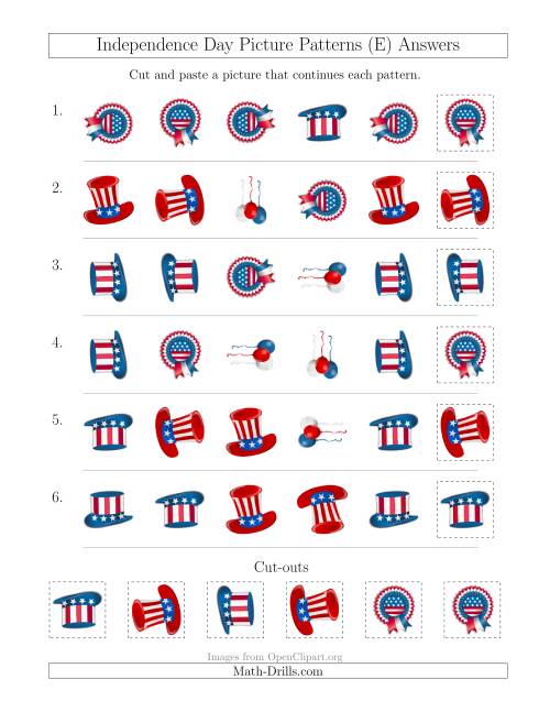 The Independence Day Picture Patterns with Shape and Rotation Attributes (E) Math Worksheet Page 2