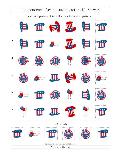 The Independence Day Picture Patterns with Shape and Rotation Attributes (F) Math Worksheet Page 2