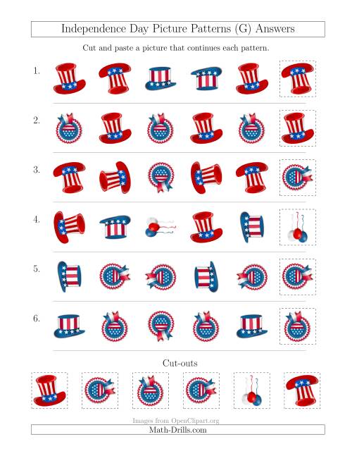 The Independence Day Picture Patterns with Shape and Rotation Attributes (G) Math Worksheet Page 2