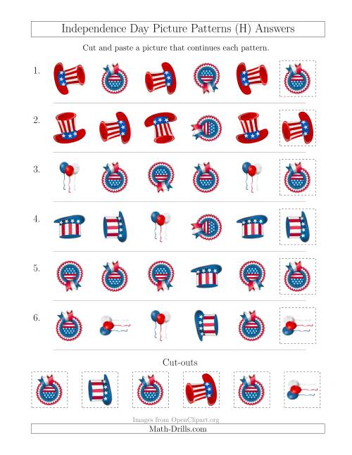 The Independence Day Picture Patterns with Shape and Rotation Attributes (H) Math Worksheet Page 2