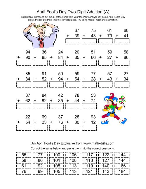 The April Fool's Day Addition (A) Math Worksheet