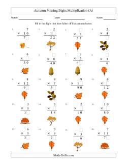 Autumn Missing Digits Multiplication (Easier Version)