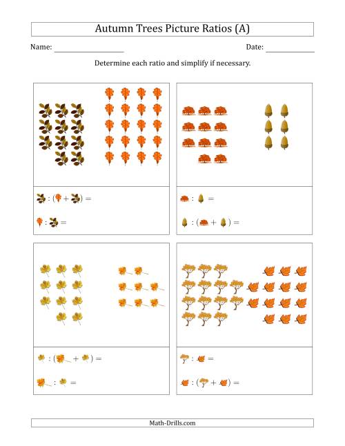 The Autumn Trees Picture Ratios (Grouped) (A) Math Worksheet
