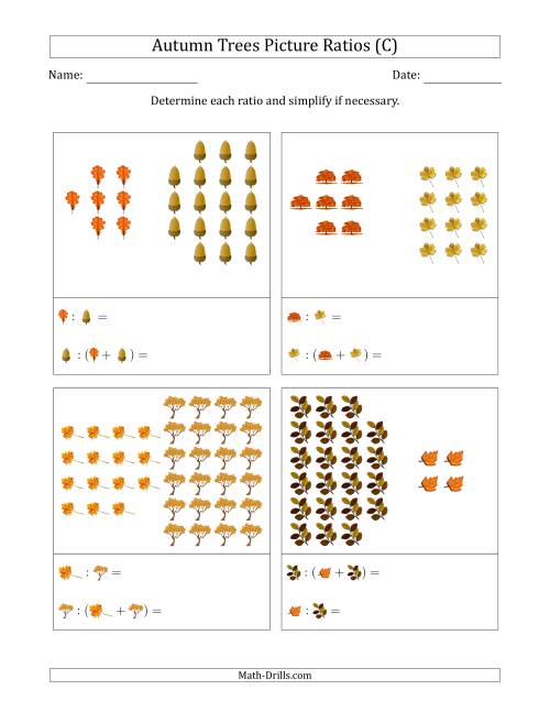 The Autumn Trees Picture Ratios (Grouped) (C) Math Worksheet