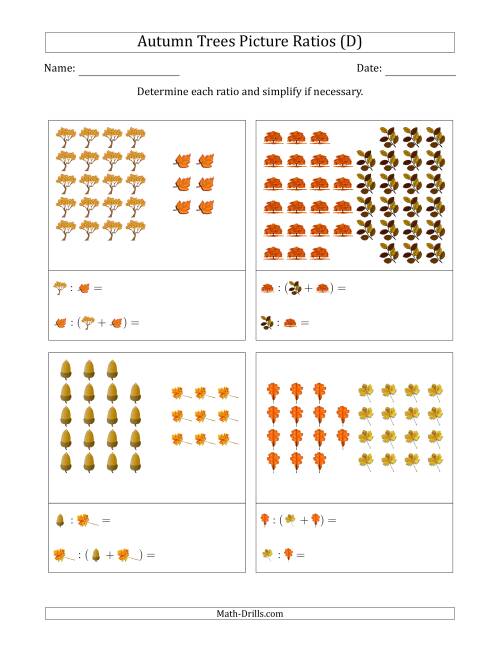 The Autumn Trees Picture Ratios (Grouped) (D) Math Worksheet