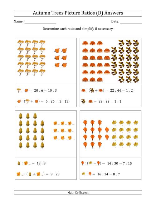 The Autumn Trees Picture Ratios (Grouped) (D) Math Worksheet Page 2