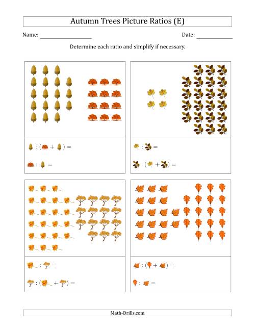 The Autumn Trees Picture Ratios (Grouped) (E) Math Worksheet