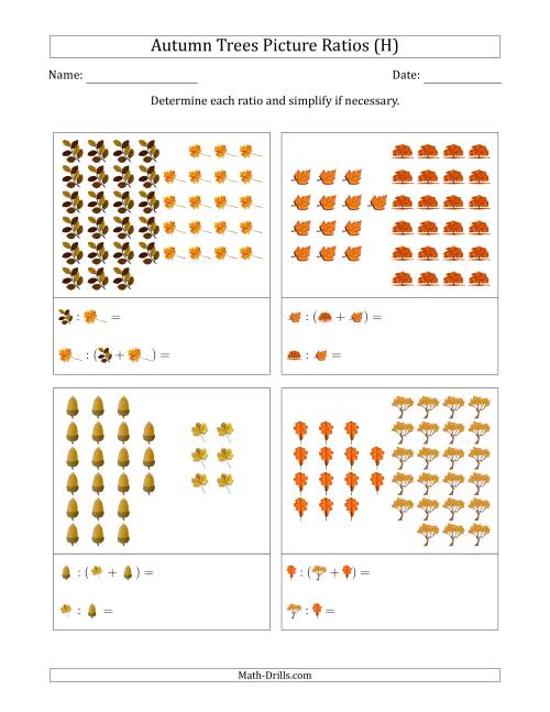 The Autumn Trees Picture Ratios (Grouped) (H) Math Worksheet