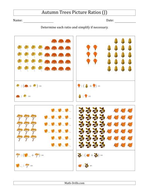 The Autumn Trees Picture Ratios (Grouped) (J) Math Worksheet