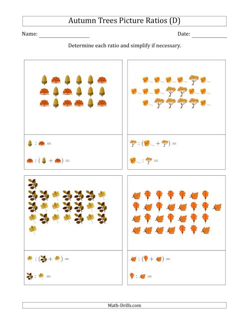 The Autumn Trees Picture Ratios (Scattered) (D) Math Worksheet