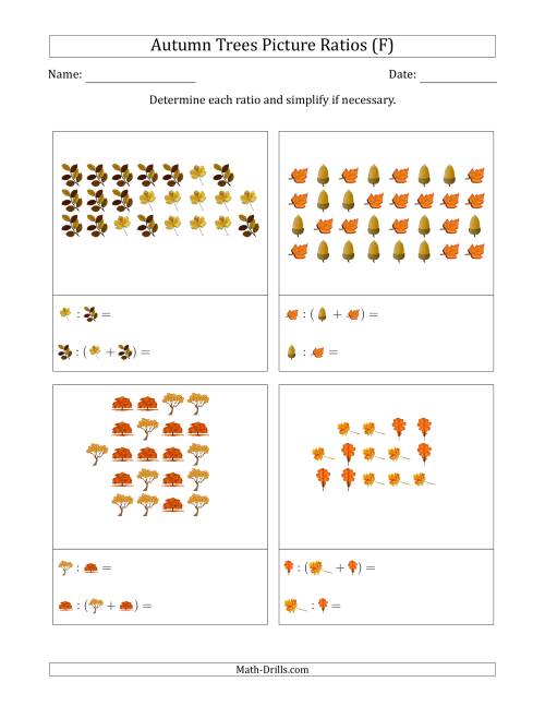 The Autumn Trees Picture Ratios (Scattered) (F) Math Worksheet