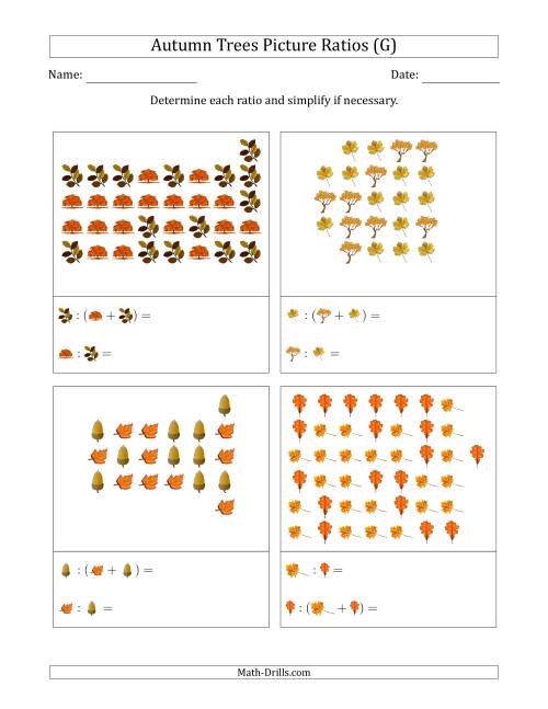 The Autumn Trees Picture Ratios (Scattered) (G) Math Worksheet