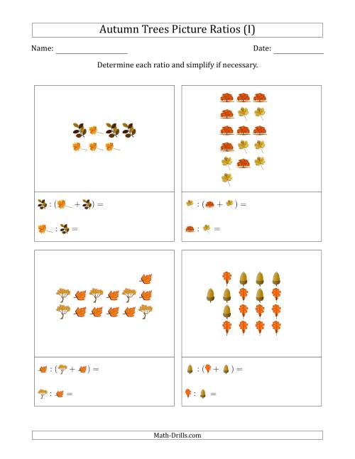The Autumn Trees Picture Ratios (Scattered) (I) Math Worksheet