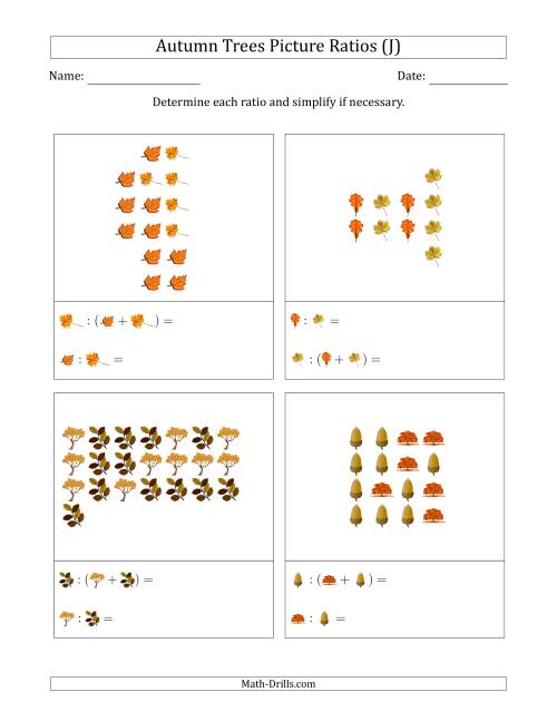 The Autumn Trees Picture Ratios (Scattered) (J) Math Worksheet