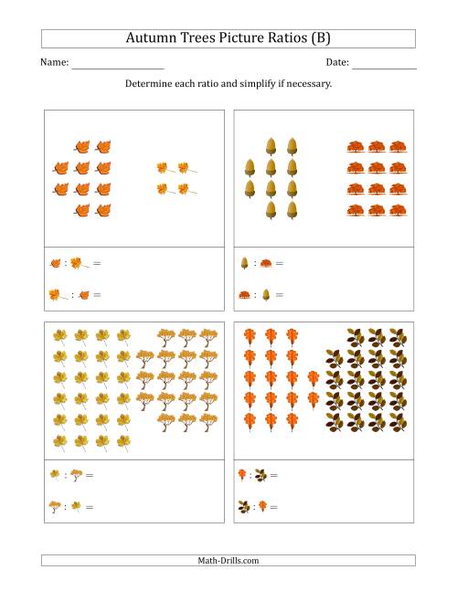 The Autumn Trees Part-to-Part Picture Ratios (Grouped) (B) Math Worksheet