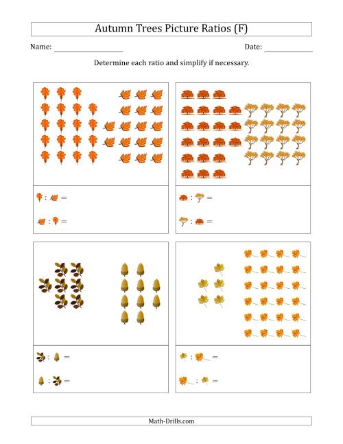 The Autumn Trees Part-to-Part Picture Ratios (Grouped) (F) Math Worksheet
