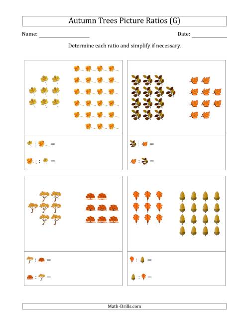 The Autumn Trees Part-to-Part Picture Ratios (Grouped) (G) Math Worksheet