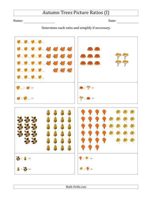 The Autumn Trees Part-to-Part Picture Ratios (Grouped) (I) Math Worksheet