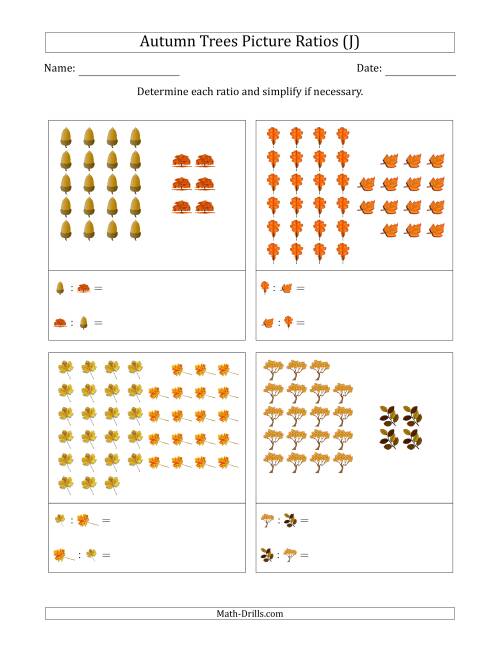 The Autumn Trees Part-to-Part Picture Ratios (Grouped) (J) Math Worksheet
