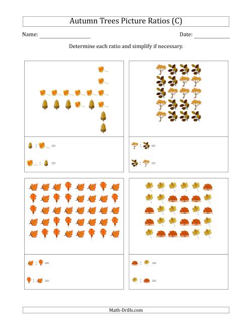 The Autumn Trees Part-to-Part Picture Ratios (Scattered) (C) Math Worksheet