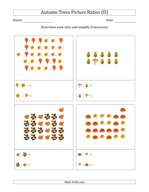 The Autumn Trees Part-to-Part Picture Ratios (Scattered) (D) Math Worksheet