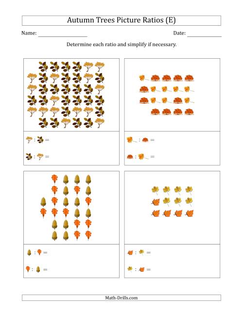 The Autumn Trees Part-to-Part Picture Ratios (Scattered) (E) Math Worksheet
