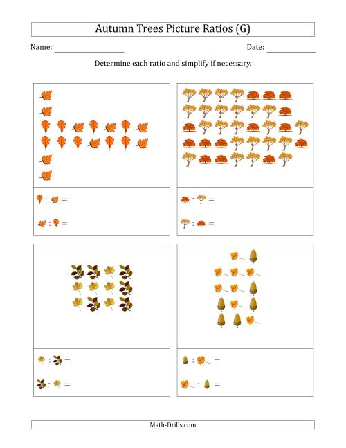 The Autumn Trees Part-to-Part Picture Ratios (Scattered) (G) Math Worksheet