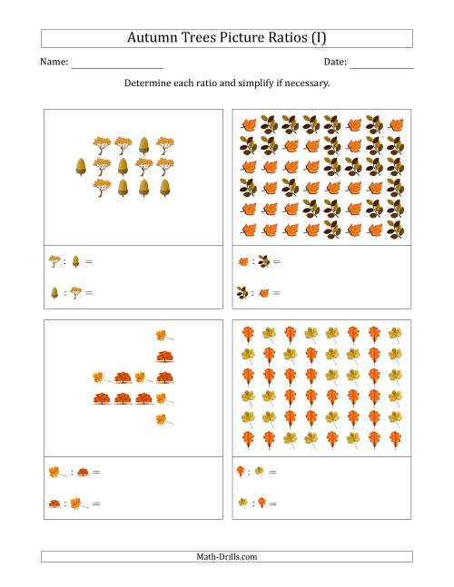 The Autumn Trees Part-to-Part Picture Ratios (Scattered) (I) Math Worksheet