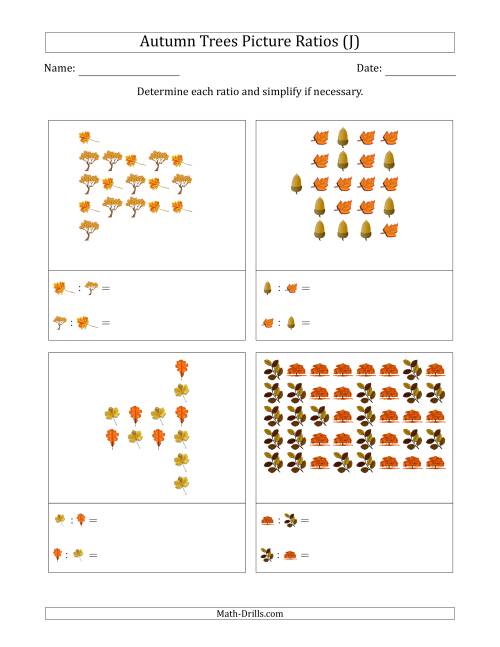 The Autumn Trees Part-to-Part Picture Ratios (Scattered) (J) Math Worksheet