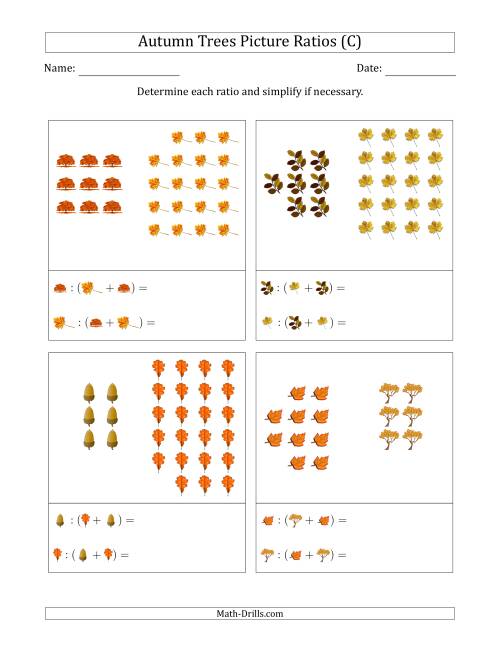 The Autumn Trees Part-to-Whole Picture Ratios (Grouped) (C) Math Worksheet