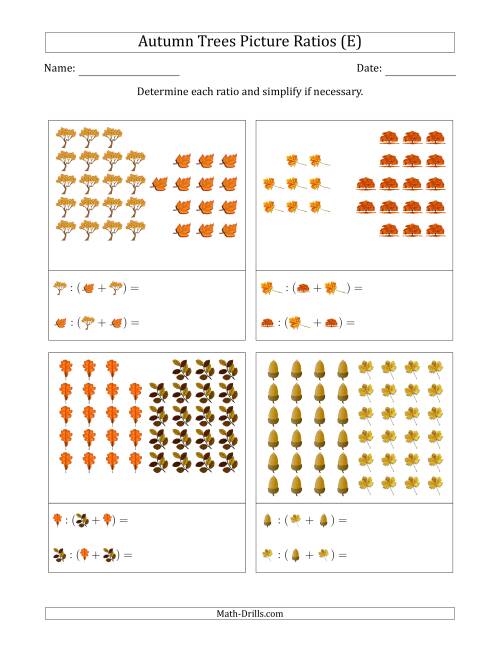 The Autumn Trees Part-to-Whole Picture Ratios (Grouped) (E) Math Worksheet