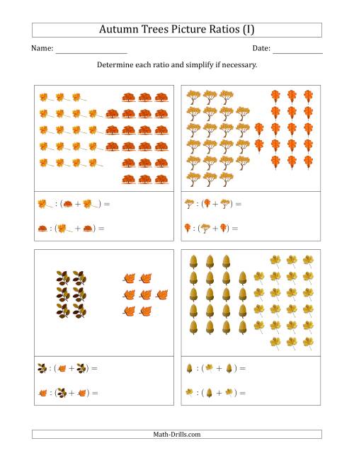 The Autumn Trees Part-to-Whole Picture Ratios (Grouped) (I) Math Worksheet