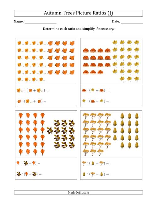 The Autumn Trees Part-to-Whole Picture Ratios (Grouped) (J) Math Worksheet