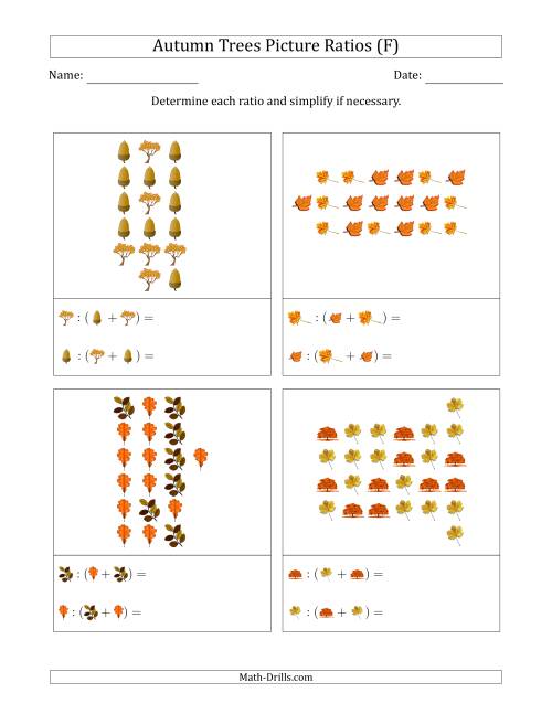 The Autumn Trees Part-to-Whole Picture Ratios (Scattered) (F) Math Worksheet
