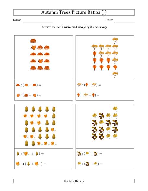 The Autumn Trees Part-to-Whole Picture Ratios (Scattered) (J) Math Worksheet