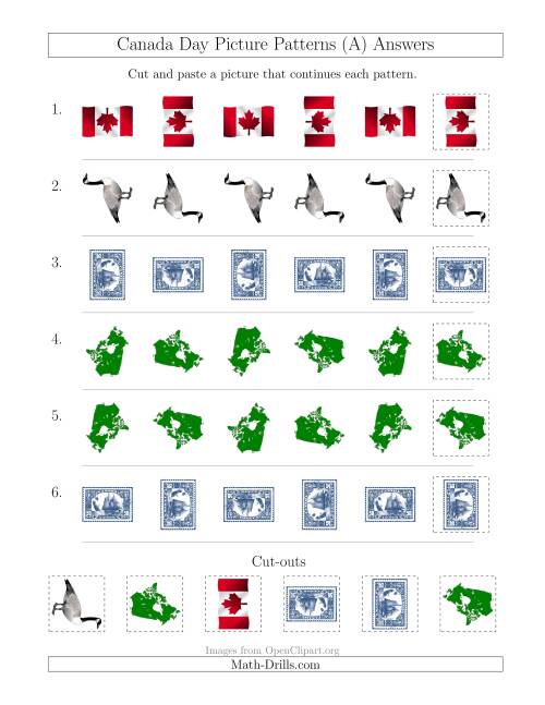 The Canada Day Picture Patterns with Rotation Attribute Only (A) Math Worksheet Page 2