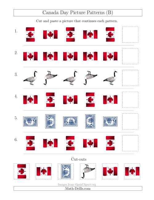 The Canada Day Picture Patterns with Rotation Attribute Only (B) Math Worksheet